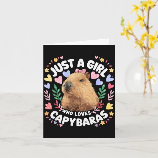 Just A Girl Who Loves Capybaras Cute Capybara Love Kaart (Gele Bloem)
