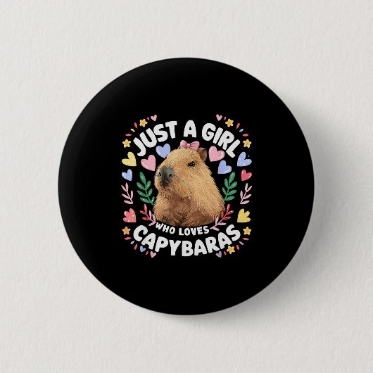 Just A Girl Who Loves Capybaras Cute Capybara Love Ronde Button 5,7 Cm (Voorkant)