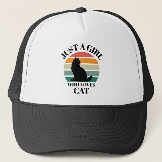 Just A Girl Who Loves Cat Retro Sunset Trucker Pet (Voorkant)