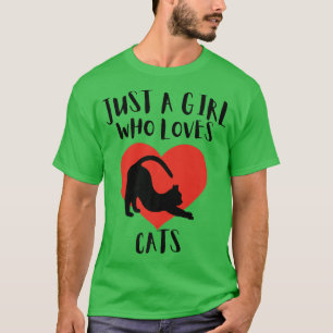 Just A Girl Who Loves Cats Black Cat White He T-shirt