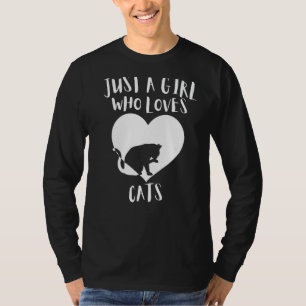 Just A Girl Who Loves Cats Black Cat White He T-shirt
