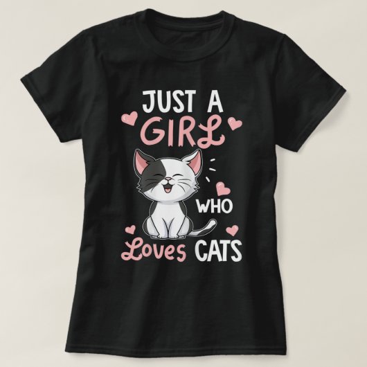 Just a Girl Who Loves Cats Design T-shirt (Design voorkant)