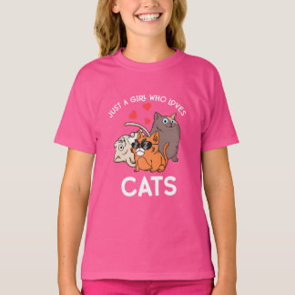 Just A Girl Who Loves Cats Kids Women Cat T-shirt