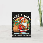 Just A Girl Who Loves Chickens Christmas Farm Anim Kaart (Voorkant)