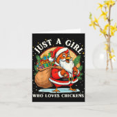 Just A Girl Who Loves Chickens Christmas Farm Anim Kaart (Gele Bloem)