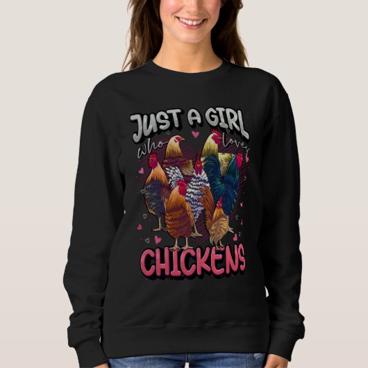 Just A Girl Who Loves Chickens Cute Chicken Farmer Trui (Voorkant)
