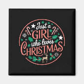 Just A Girl Who Loves Christmas Candy Cane Xmas Pa Magneet (Voorkant)