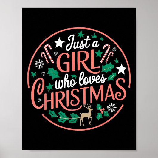 Just A Girl Who Loves Christmas Candy Cane Xmas Pa Poster (Voorkant)