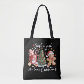 Just A Girl who Loves Christmas Coquette Bow  Tote Bag (Voorkant)