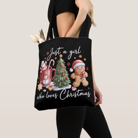 Just A Girl who Loves Christmas Coquette Bow  Tote Bag (Dichtbij)