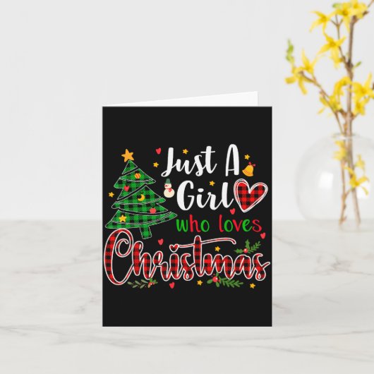Just A Girl Who Loves Christmas Funny Xmas Pajama  Kaart (Gele Bloem)