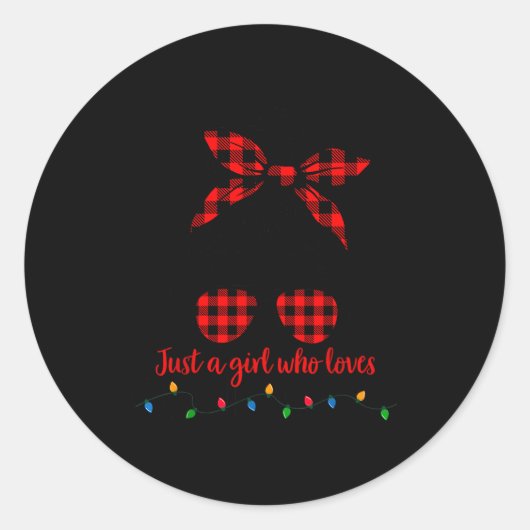 Just A Girl Who Loves Christmas Women Messy Bun Bu Ronde Sticker (Voorkant)