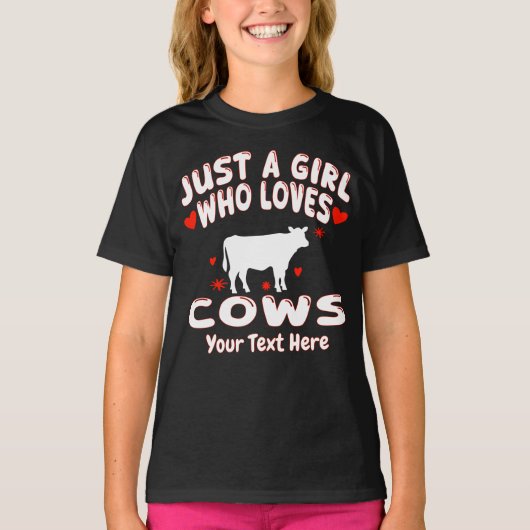 Just A Girl Who Loves Cows Personalized T-shirt (Voorkant)