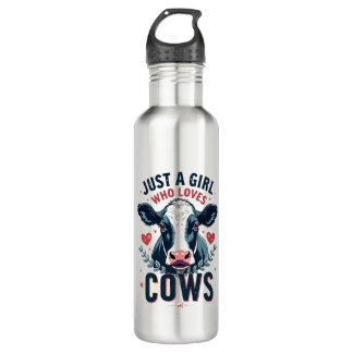 Just A Girl Who Loves Cows Vintage Neon Cow Lover  Waterfles