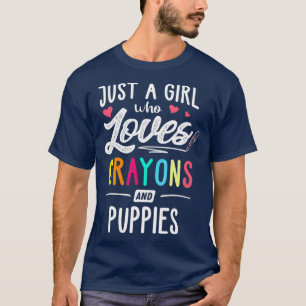 Just A Girl Who Loves Crayons And Puppies Kids T-shirt