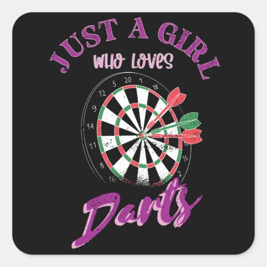 Just A Girl Who Loves Darts Vierkante Sticker (Voorkant)