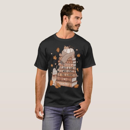 Just A Girl Who Loves Fall & Books Autumn Reading T-shirt (Voorkant volledig)