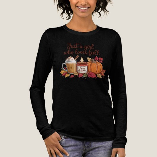 Just a Girl Who Loves Fall" Cozy Autumn Vibes Tri-Blend Shirt (Voorkant)