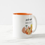 Just A Girl Who Loves Fall Leaves Pumpkins Bows Tweekleurige Koffiemok (Voorkant rechts)
