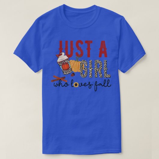 Just A Girl Who Loves Fall Leopard Coffee Pumpkin T-shirt (Design voorkant)