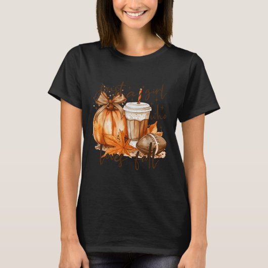 Just A Girl Who Loves Fall Pumpkin Cozy Autumn Fal T-shirt (Voorkant)