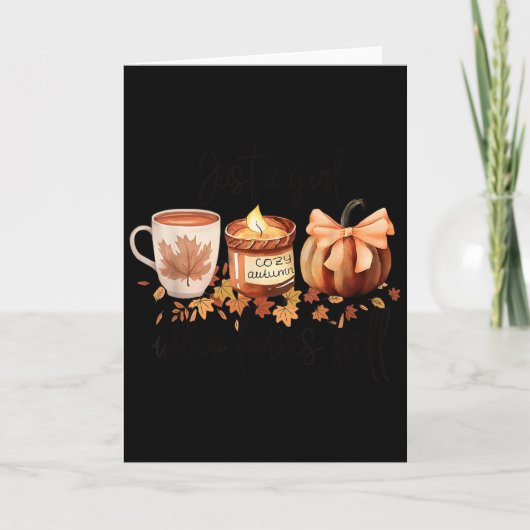 Just A Girl Who Loves Fall Pumpkin Cozy Autumn  Kaart (Voorkant)