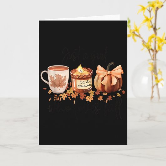 Just A Girl Who Loves Fall Pumpkin Cozy Autumn  Kaart (Gele Bloem)