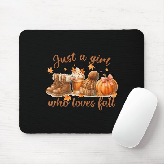 Just A Girl Who Loves Fall Pumpkin Cozy Autumn Wom Muismat (Met muis)