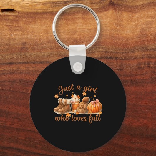 Just A Girl Who Loves Fall Pumpkin Cozy Autumn Wom Sleutelhanger (Voorkant)
