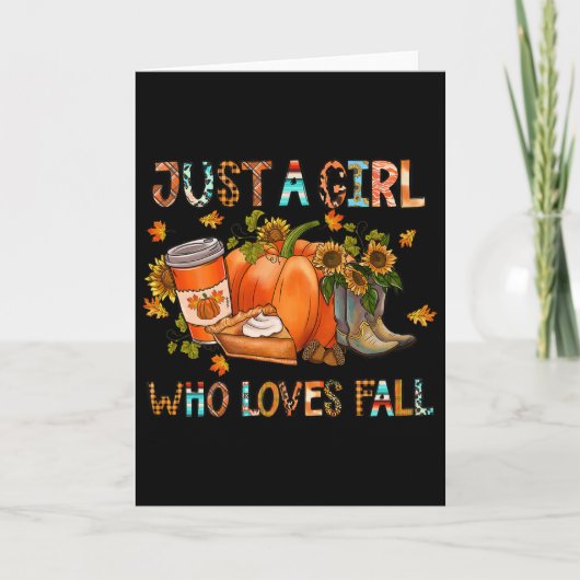 Just A Girl Who Loves Fall Pumpkin Cozy Thanksgivi Kaart (Voorkant)