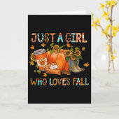 Just A Girl Who Loves Fall Pumpkin Cozy Thanksgivi Kaart (Gele Bloem)