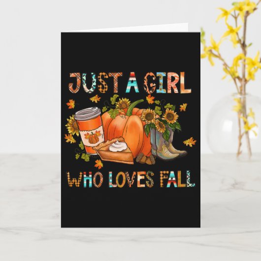 Just A Girl Who Loves Fall Pumpkin Cozy Thanksgivi Kaart (Gele Bloem)