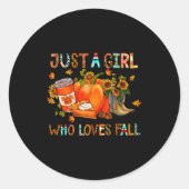 Just A Girl Who Loves Fall Pumpkin Cozy Thanksgivi Ronde Sticker (Voorkant)