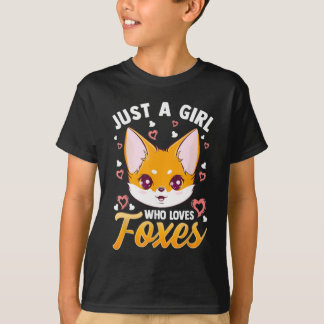 Just A Girl Who Loves Foxes Kids Girls Cute Fox T-shirt