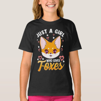 Just A Girl Who Loves Foxes Kids Girls Cute Fox T-shirt
