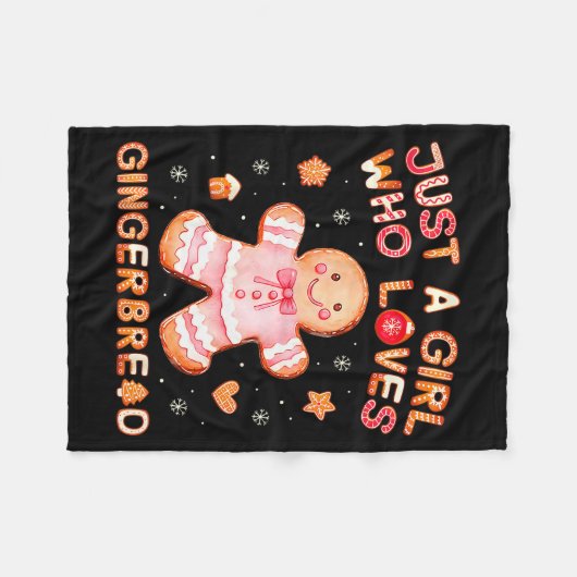 Just A Girl Who Loves Gingerbread Man Funny Christ Fleece Deken (Voorkant (Horizontaal))