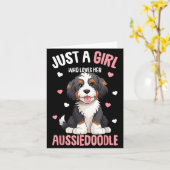 Just A Girl Who Loves Her Aussiedoodle Aussie Dood Kaart (Gele Bloem)