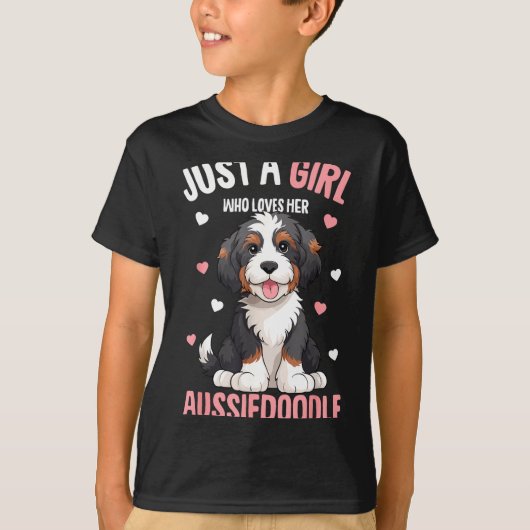 Just A Girl Who Loves Her Aussiedoodle Aussie Dood T-shirt (Voorkant)