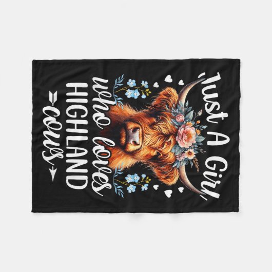 Just A Girl Who Loves Highland Cows Scottish Highl Fleece Deken (Voorkant (Horizontaal))