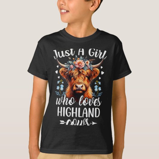 Just A Girl Who Loves Highland Cows Scottish Highl T-shirt (Voorkant)