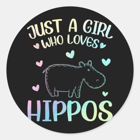 Just A Girl Who Loves Hippos Ronde Sticker (Voorkant)