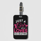 Just a Girl Who Loves Ice Skating Figure Skate Bagagelabel (Voorkant (verticaal))