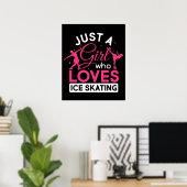 Just a Girl Who Loves Ice Skating Figure Skate Poster (Thuiskantoor)