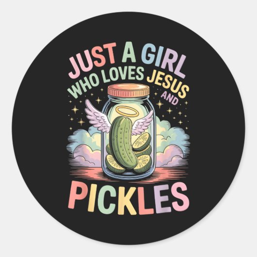 Just A Girl Who Loves Jesus And Ckles Funny Design Ronde Sticker (Voorkant)