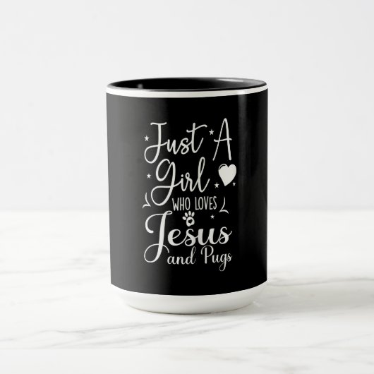 Just A Girl Who Loves Jesus And Pugs Gift Funny Mok (Midden)