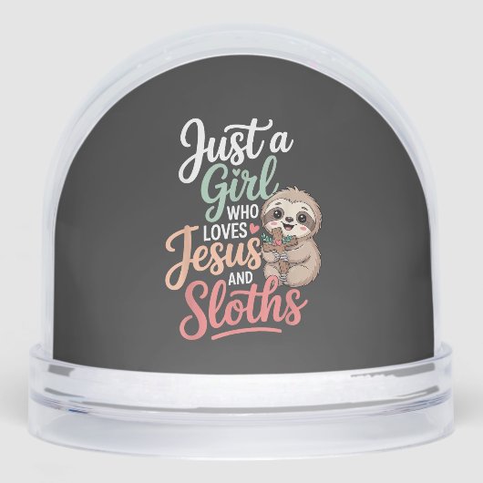 Just A Girl Who Loves Jesus and Sloths T-Shirt Sneeuwbol (Voorkant)