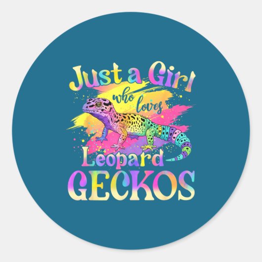 Just A Girl Who Loves Leopard Geckos  Ronde Sticker (Voorkant)