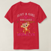 Just A Girl Who Loves Monkeys Cute Monkey Lover Ki T-shirt (Design voorkant)
