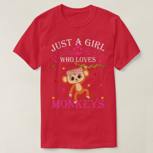 Just A Girl Who Loves Monkeys Cute Monkey Lover Ki T-shirt (Design voorkant)