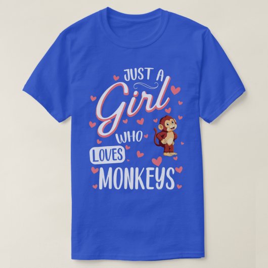 Just a Girl Who Loves Monkeys  Funny Monkey Lover  T-shirt (Design voorkant)